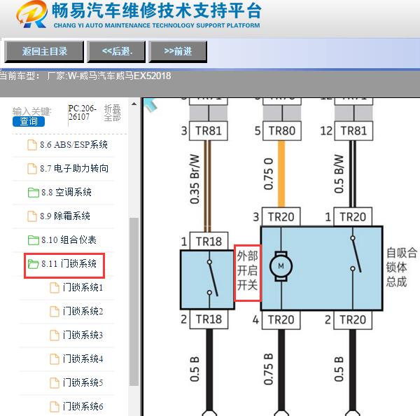 2018年威马EX5门外拉手电路图