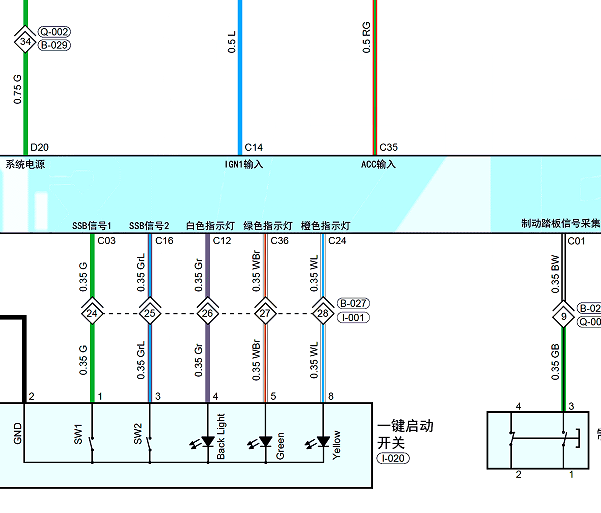 2023年奇瑞大圣无钥匙车身和电源电路图