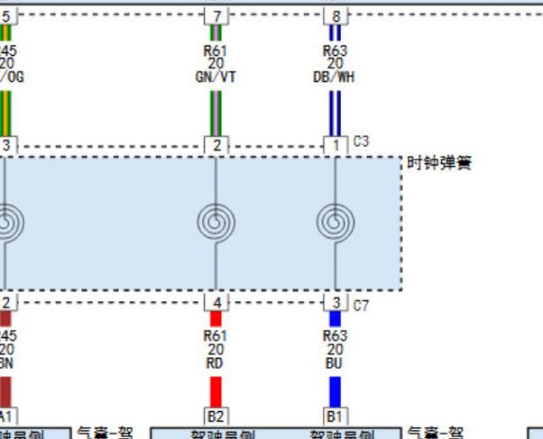 2016年吉普牧马人转向角传感器（时钟弹簧）电路图