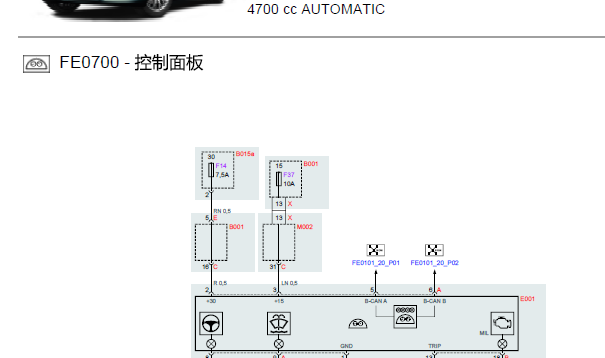 2009-2013年玛莎拉蒂总裁仪表和换挡杆电路图