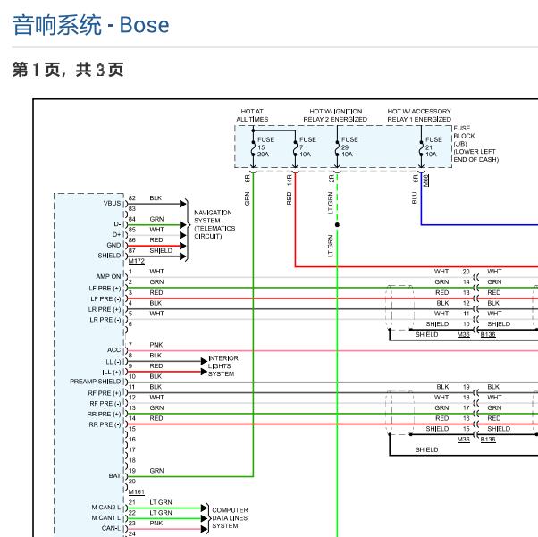 2017年日产楼兰音响功放电路图