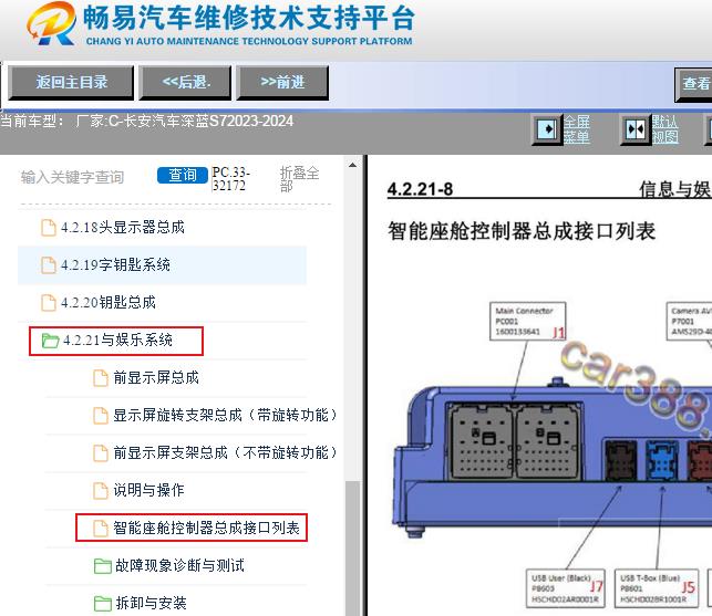 2023-2024年长安深蓝S7音响系统针脚资料