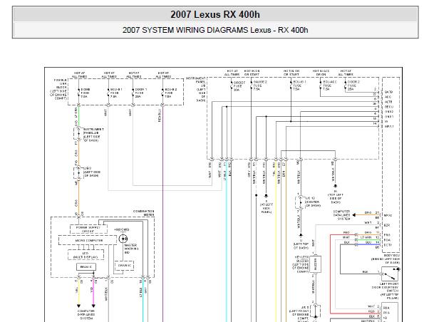 2007年雷克萨斯RX400h 天窗和顶棚灯电路图