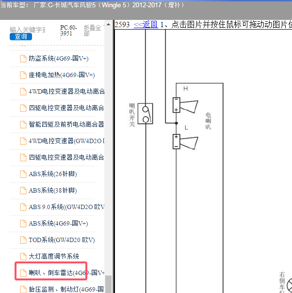 2013年长城汽车风骏5喇叭电路图