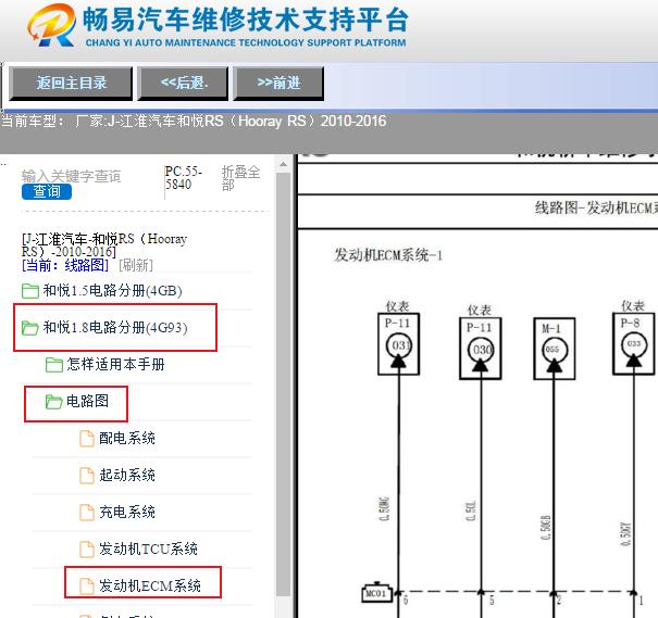 2010-2016年江淮和悦RS 发动机电控系统电路图