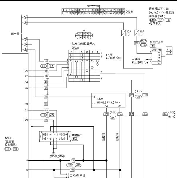 2009年日产骊威自动变速箱电路图