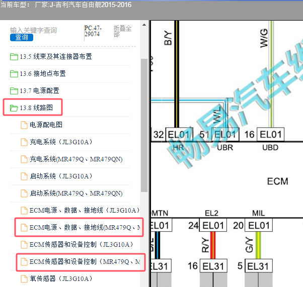 2015年吉利自由舰发动机电路图