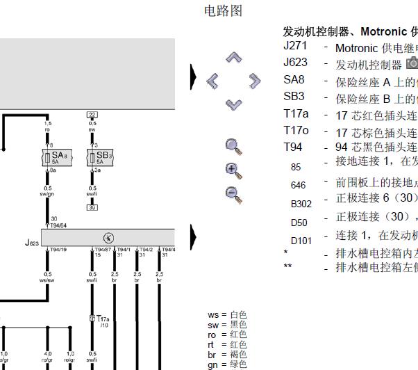 2008年奥迪A6发动机电路图和保险位置