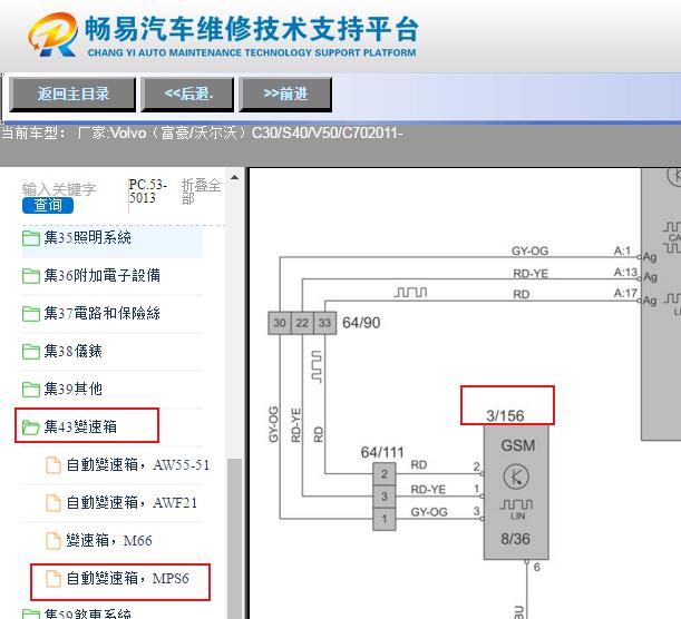 2011年沃尔沃C30换挡电路图资料