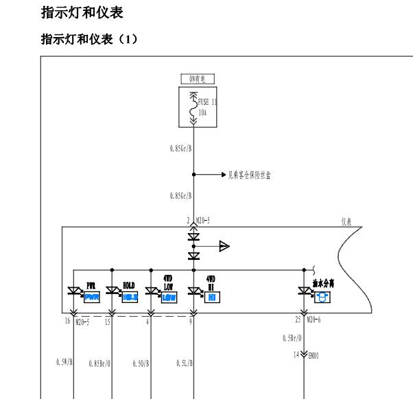 2012年江淮瑞风祥和仪表背景灯电路图