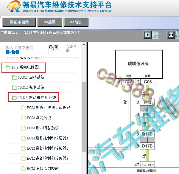 2020-2021年东风风行菱智M5发动机系统电路图资料