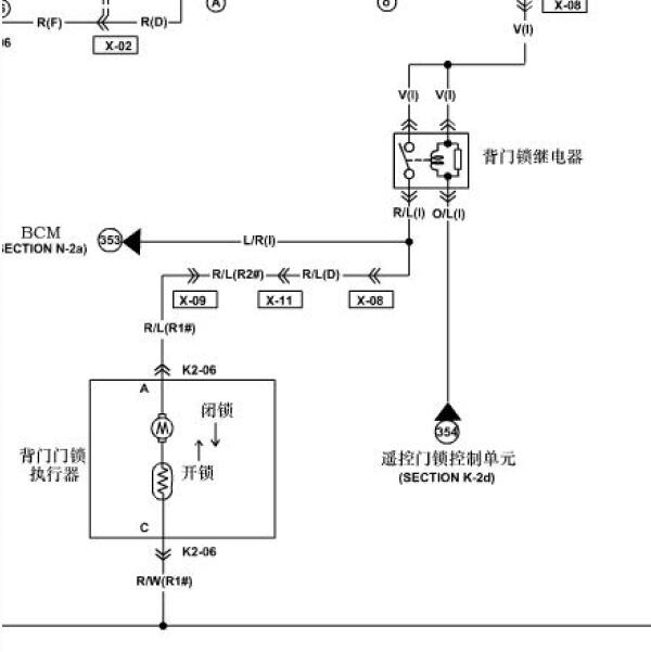 2014年海马S7尾门锁电路图