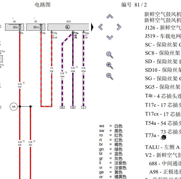 2021年奥迪A6L空调电路图.