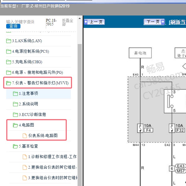 2019年郑州日产锐骐6 仪表电路图