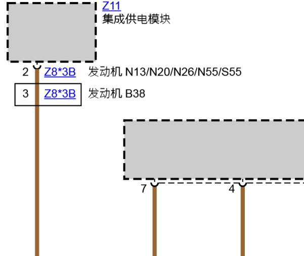 12年宝马118发动机点火开关和喷油装置 集成模块的电路 位置图定义