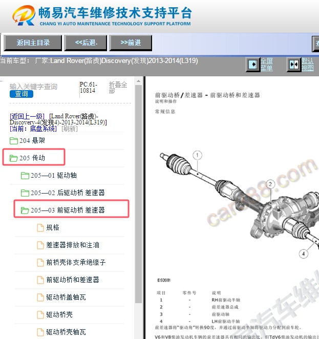 2013-2014年路虎发现前差速器维修手册资料