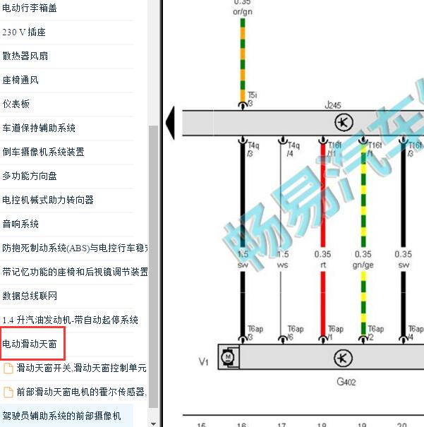 2015-2017斯柯达速派天窗电机电路图