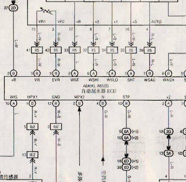 2002年丰田酷路泽雨刮电路图和继电器位置