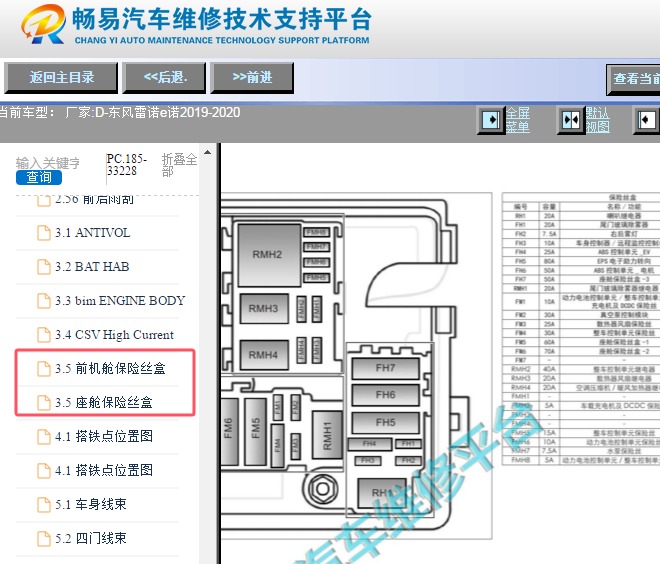 2019-2020年东风雷诺e诺保险丝继电器资料