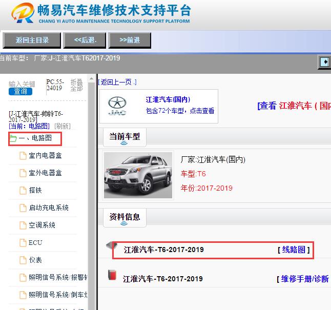 2017-2019年江淮帅铃T6电路图