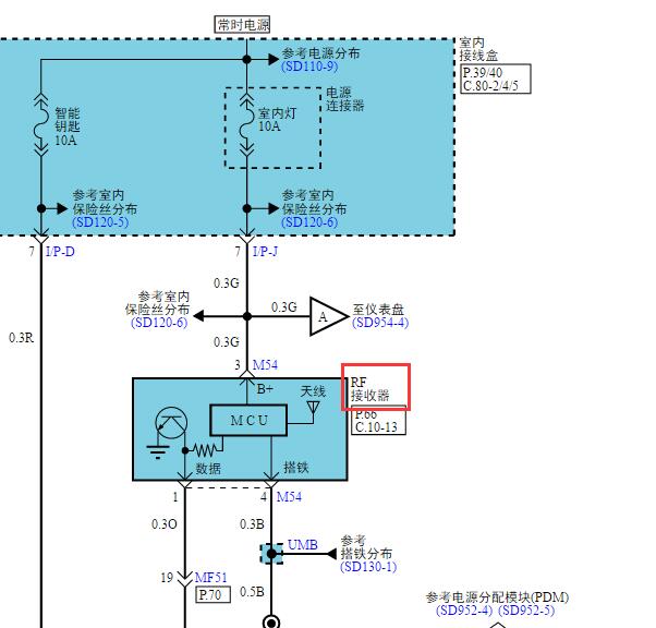 2013年现代iX35遥控接收器模块电路图