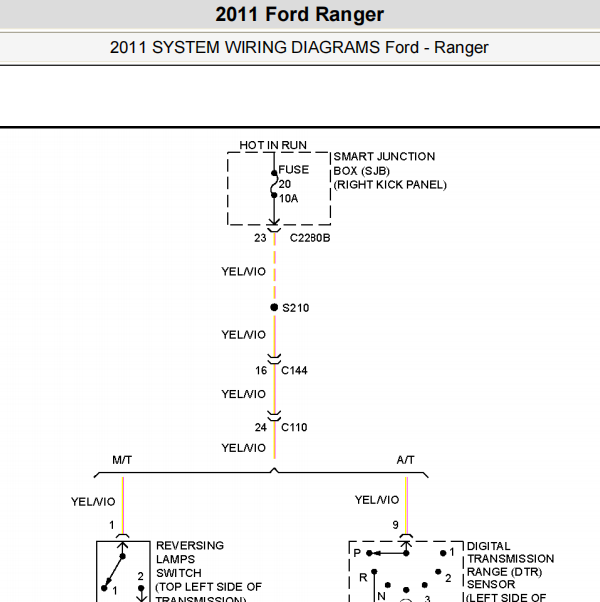 2011年Forder Ranger 灯光系统电路图
