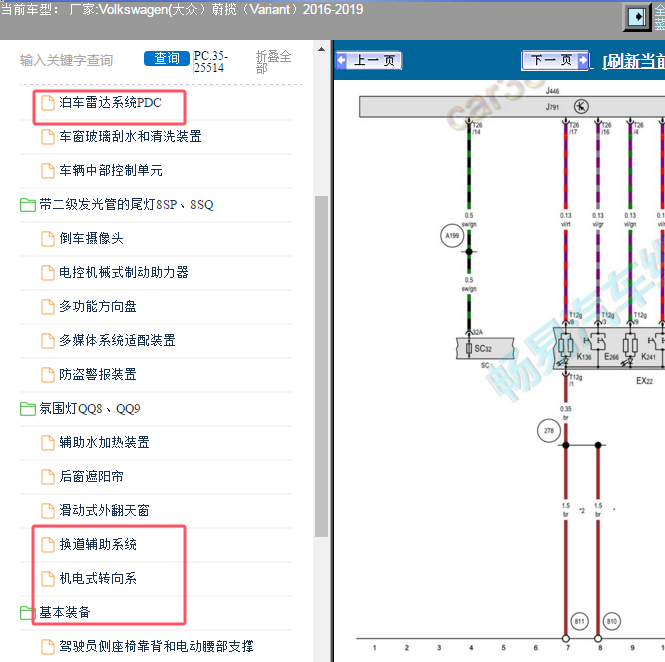 2017年大众蔚揽泊车辅助电路图