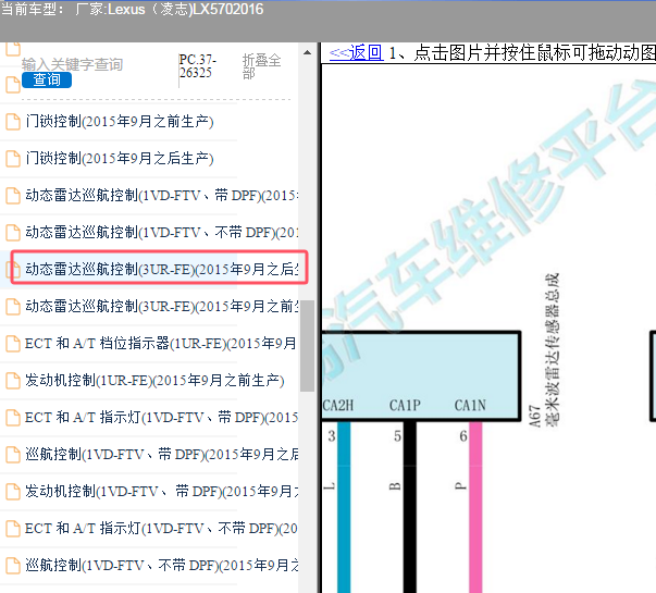 2016年雷克萨斯LX570前电眼雷达电路图