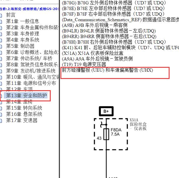 2016年别克威朗GS车道偏离系统电路图