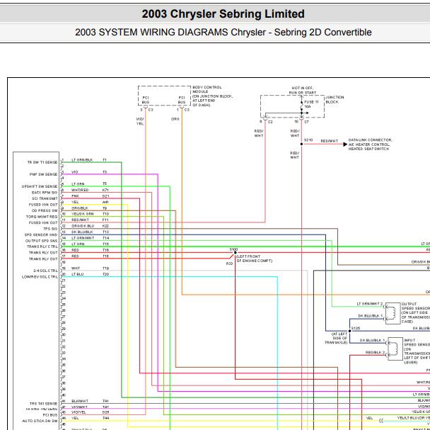 2003年克莱斯勒赛百灵变速箱电路图