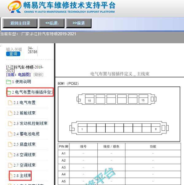 2019-2021年江铃特顺车身针脚图