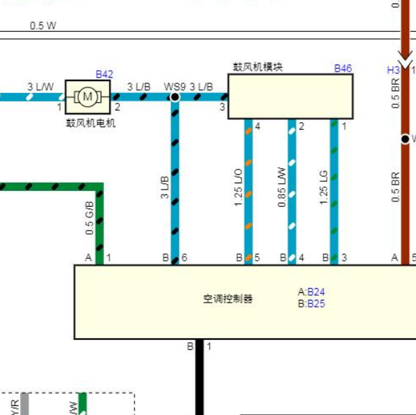 2016年五十铃瑞迈空调鼓风机电路图