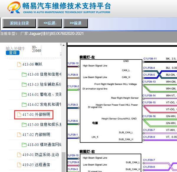 2020-2021年捷豹XE大灯电路图