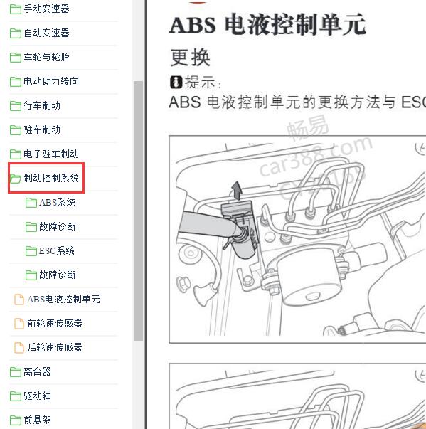 2016-2018年斯威X7 ABS系统维修手册和部件位置