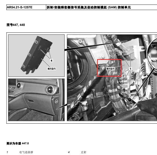 2014年奔驰V250信号采集及促动控制模块控制位置