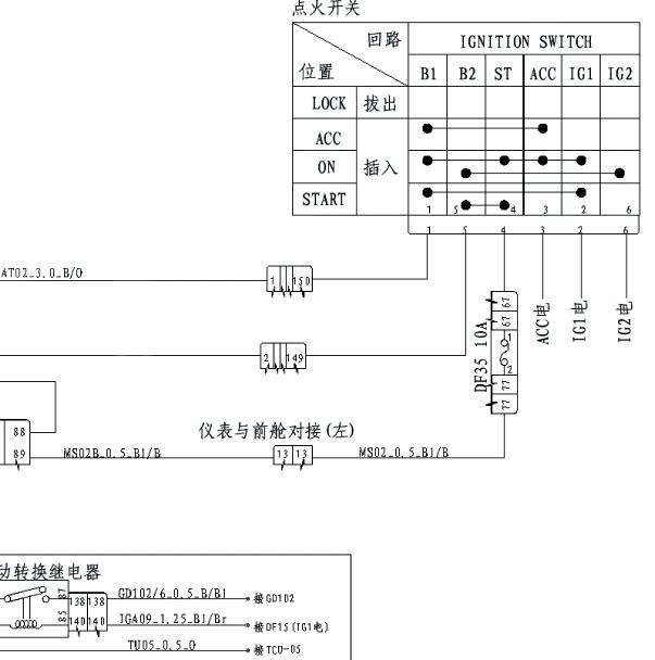 2013-2014年致尚XT点火开关电路图