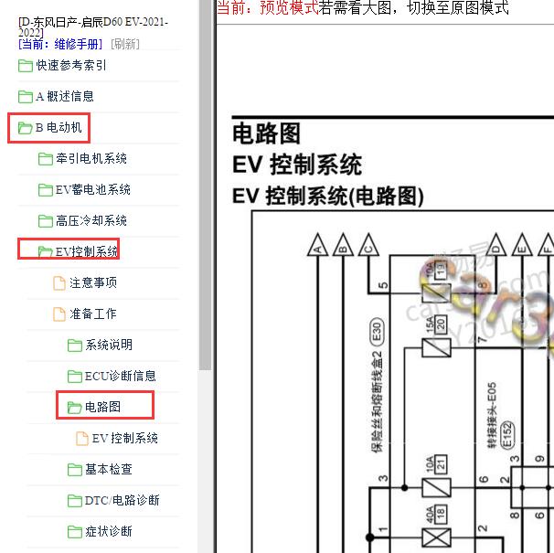 2021-2022年东风日产启辰D60EV EV控制你系统电路图