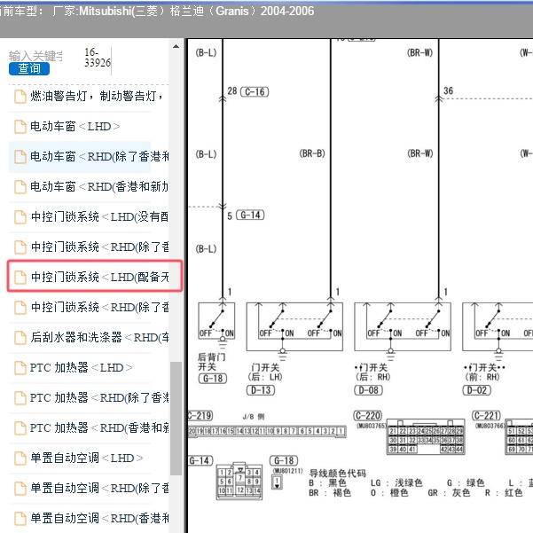 2004-2006年Mitsubishi(三菱）-格兰迪（Granis）五门开关电路图