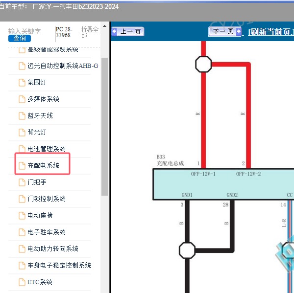 2023-2024年一汽丰田-bZ3 充电系统电路图