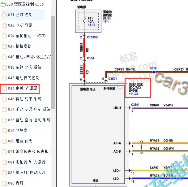 2017-2018年福特锐界DC/AC电路图
