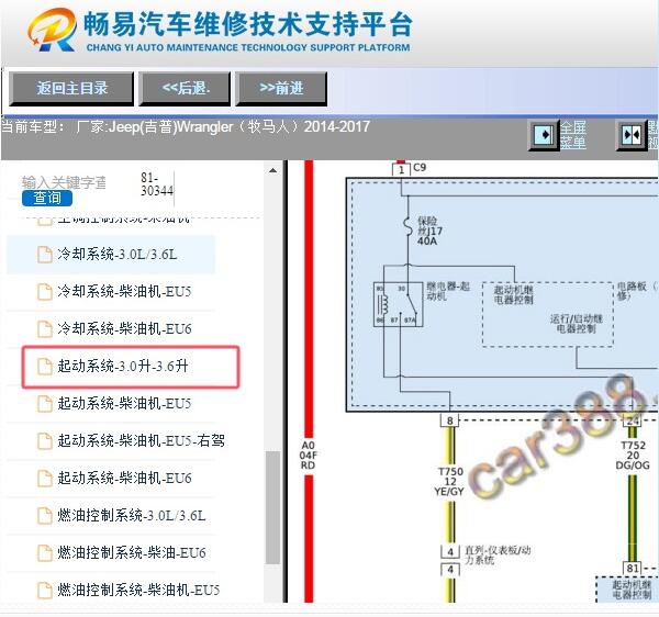 2014-2017年吉普牧马人启动运行电路图