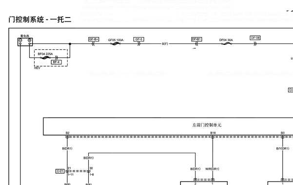 2023年一汽红旗HS3门锁系统电路图