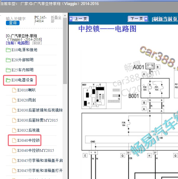 2014-2016年广汽菲亚特-菲翔 车身相关电路图