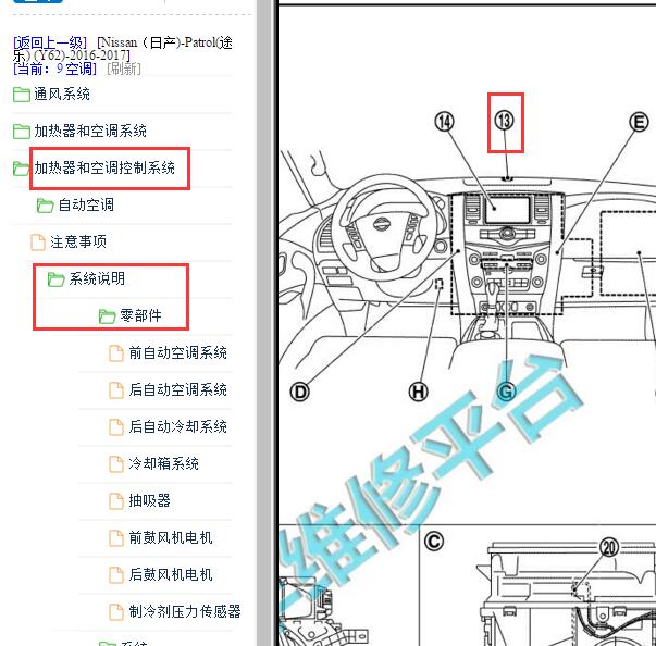 2016-2017年日产途乐日照传感器位置