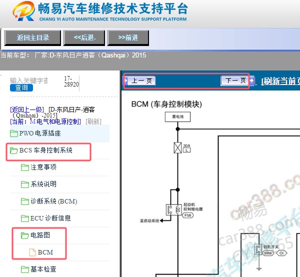 2015年东风日产逍客车身电脑电路图