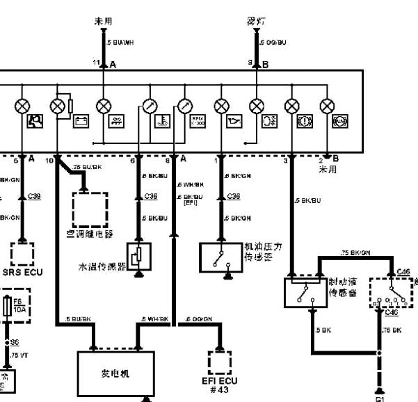 2007年江铃全顺水温表电路图