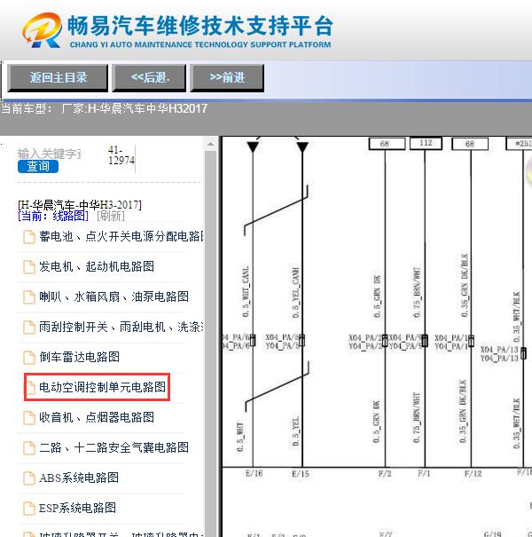 2017年华晨中华H3空调面板电路图