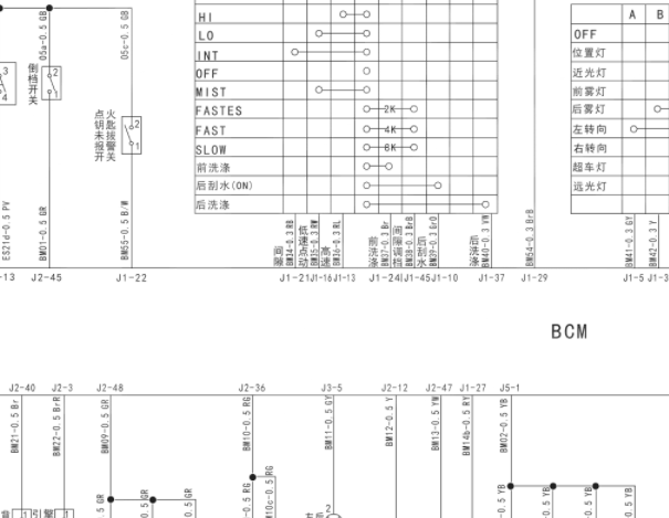 2013年广汽吉奥星朗一键启动和车身电脑电路图