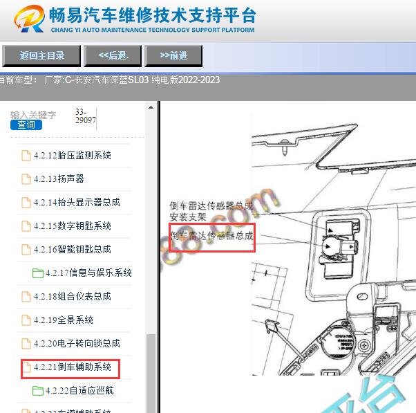 2022-203年长安深蓝SL03倒车模块位置