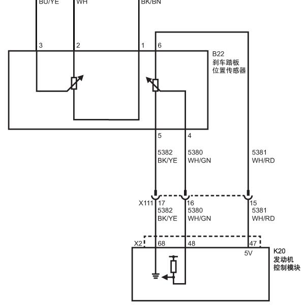 2013年别克GL8 6线刹车踏板电路图